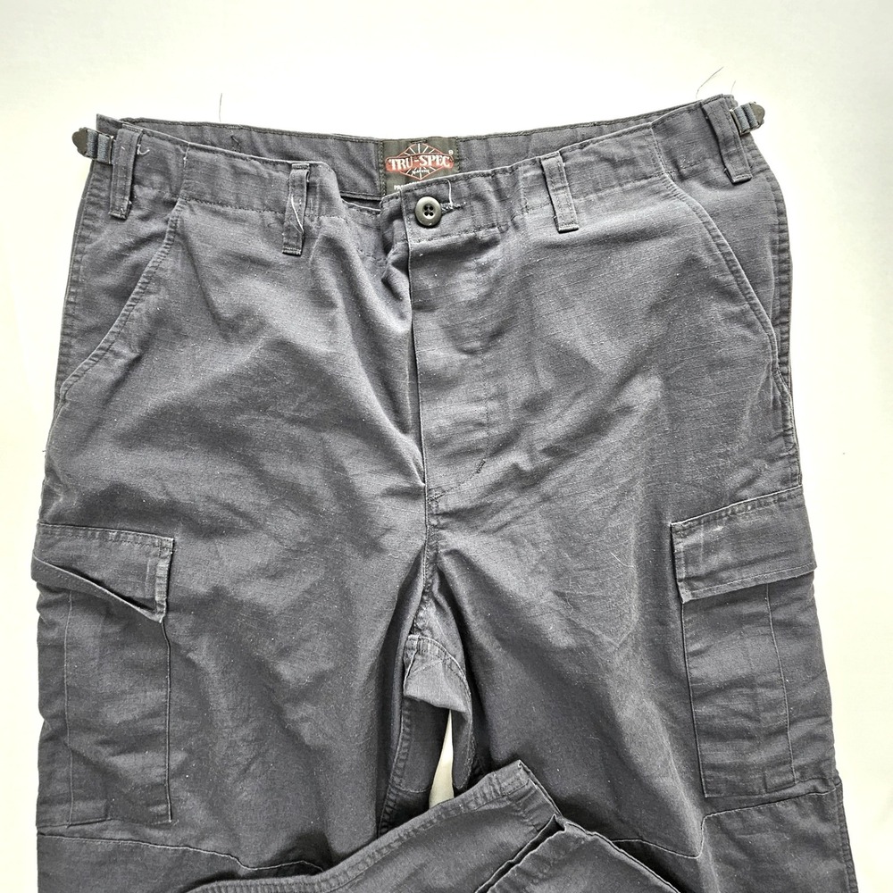 TRU-SPEC Mens Black Ripstop Cargo Tactical Pants Adjustable Waist 37x30.5
